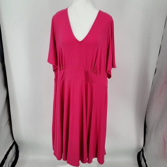 torrid Dresses & Skirts - Torrid Pink V-neck Short Flutter Sleeves Skate Dress Women's Size 3X NEW